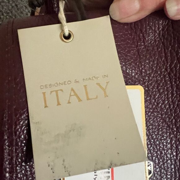 NWT Valentina Italian Pebbled Leather large backpack in Oxblood - Picture 9 of 11